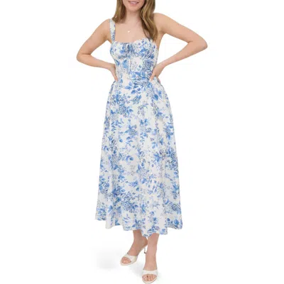 Blu Pepper Floral Bustier Midi Dress