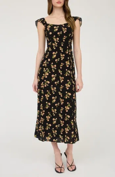 Blu Pepper Floral Cap Sleeve Midi Dress In Multi