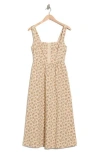 Blu Pepper Floral Corset A-line Midi Dress In Brown