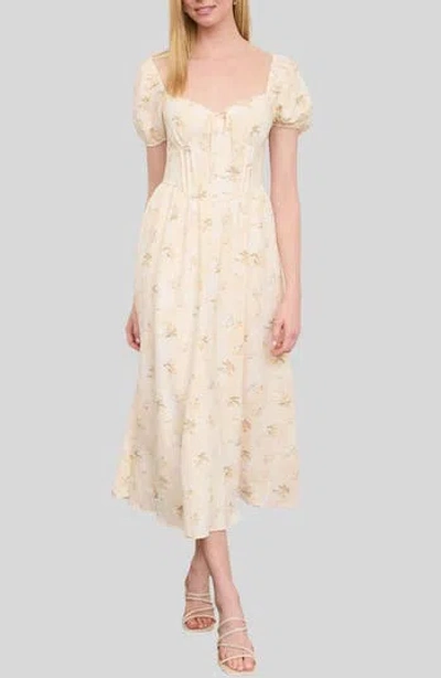 Blu Pepper Floral Corset Midi Dress In Neutral