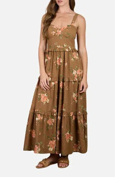 Blu Pepper Floral Corset Ruffle Tiered Dress In Multi