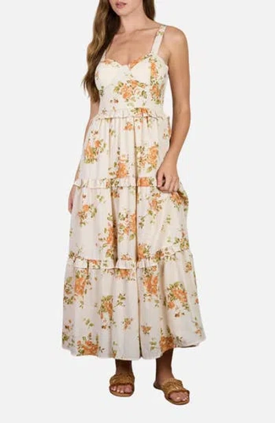 Blu Pepper Floral Corset Ruffle Tiered Dress In Multi