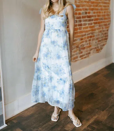 Blu Pepper Floral Crochet Maxi Dress In Blue