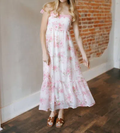 Blu Pepper Floral Crochet Maxi Dress In Pink