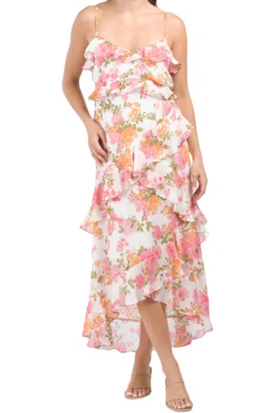 Blu Pepper Floral Dot Midi Dress In Ivory Multi In White