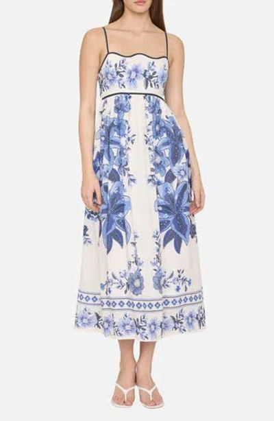 Blu Pepper Floral Empire Waist Midi Sundress In Blue