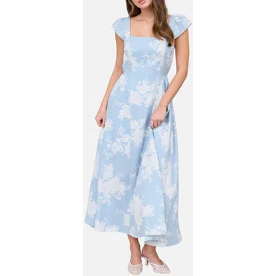 Blu Pepper Floral Jacquard Midi Dress In Blue