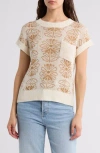 Blu Pepper Floral Jacquard Sweater In Tan