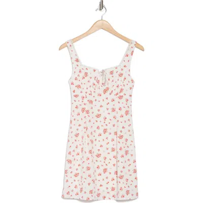 Blu Pepper Floral Keyhole Minidress In Red Multi