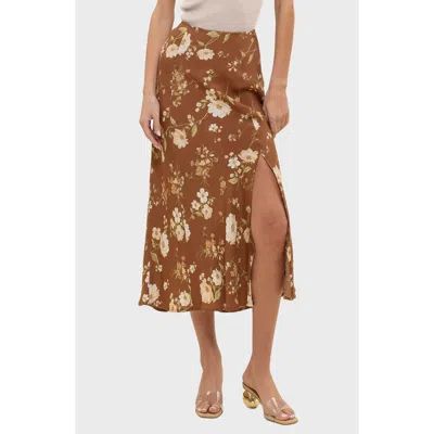 Blu Pepper Floral Maxi Skirt In Brown Multi