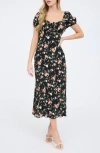 Blu Pepper Floral Midi Dress In Black Multi