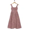 Blu Pepper Floral Midi Dress In Brown