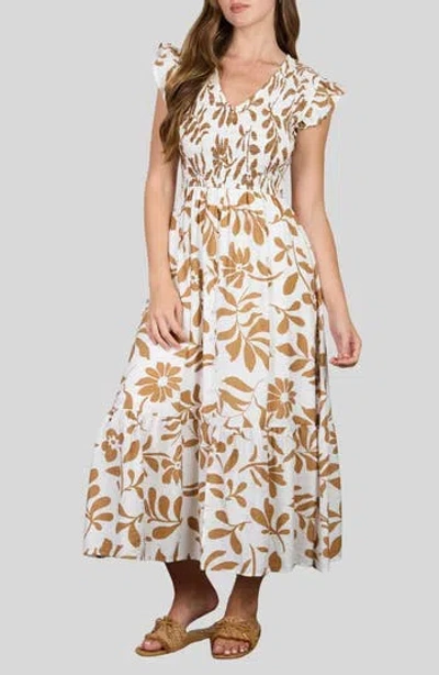 Blu Pepper Floral Midi Dress In Multi