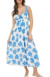 Blu Pepper Floral Midi Sundress In Blue
