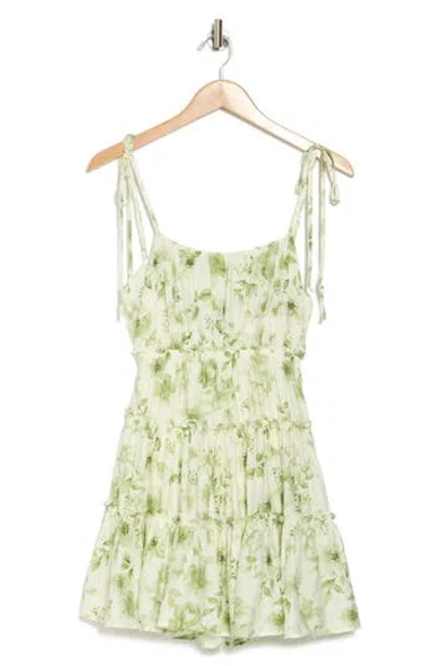 Blu Pepper Floral Minidress In Green