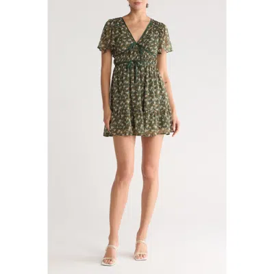 black and green long dress Green Floral Flowy Dress main image 0