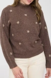 Blu Pepper Floral Mock Neck Sweater In Brown