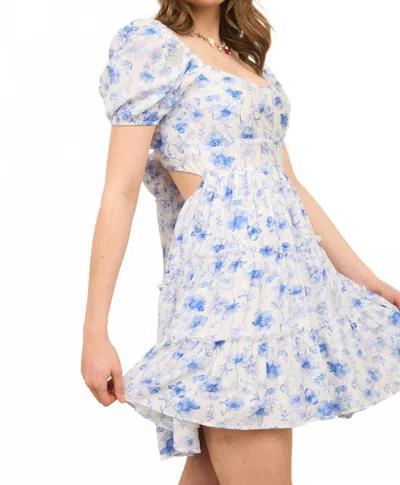 Blu Pepper Floral Open Back Mini Dress In Multi In Blue