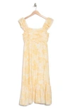 Blu Pepper Floral Pleated Midi Dress In Yellow Multi