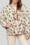 Blu Pepper Floral Print Faux Shearling Jacket In Neutral