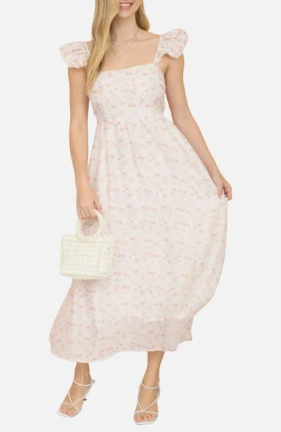 Blu Pepper Floral Print Midi Dress In Pink