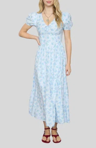 Blu Pepper Floral Print Midi Dress In Multi