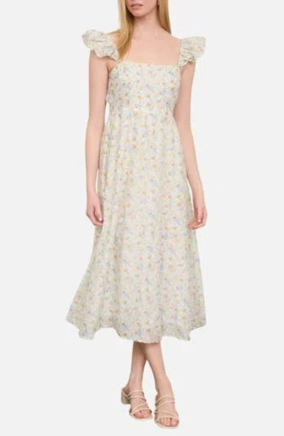 Blu Pepper Floral Print Midi Dress In Multi