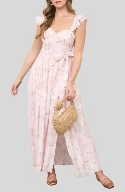 Blu Pepper Floral Print Ruffle Maxi Dress In White