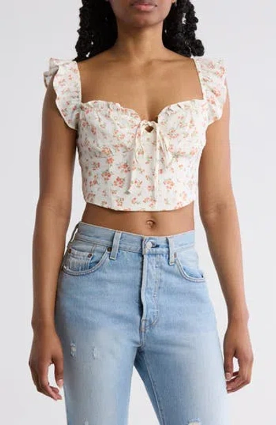 Blu Pepper Floral Ruffle Crop Top