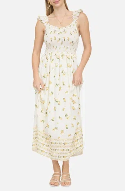 Blu Pepper Floral Ruffle Fit & Flare Midi Dress In Multi