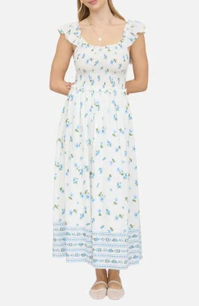 Blu Pepper Floral Ruffle Fit & Flare Midi Dress In White