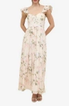 Blu Pepper Floral Ruffle Maxi Sundress In Blush Multi