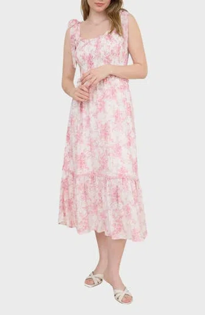Blu Pepper Floral Ruffle Midi Dress In Multi