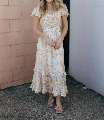 Blu Pepper Floral Ruffle Sleeve Dress In Yellow