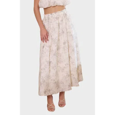 Blu Pepper Floral Ruffle Waist Midi Skirt