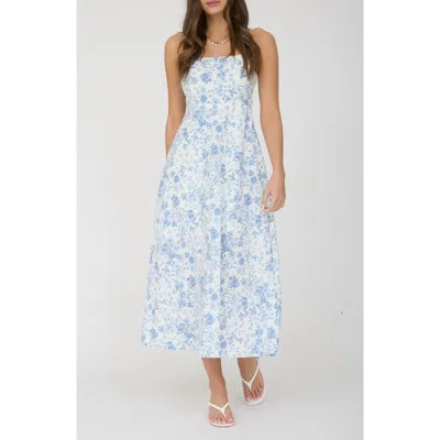 Blu Pepper Floral Sleeveless Midi Dress In Blue