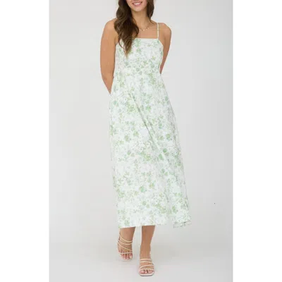 Blu Pepper Floral Sleeveless Midi Dress In Green