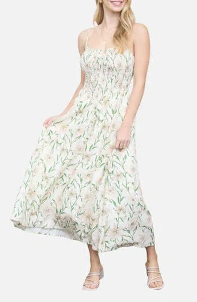 Blu Pepper Floral Smocked A-line Sundress In Neutral