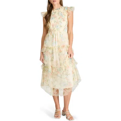 Blu Pepper Floral Smocked Tiered A-line Dress In Multi