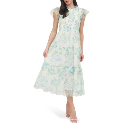 Blu Pepper Floral Smocked Tiered A-line Dress In Multi