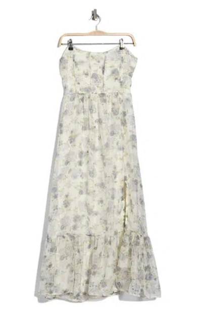 Blu Pepper Floral Strapless Dress In Neutral