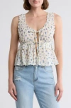 Blu Pepper Floral Tie Front Tank