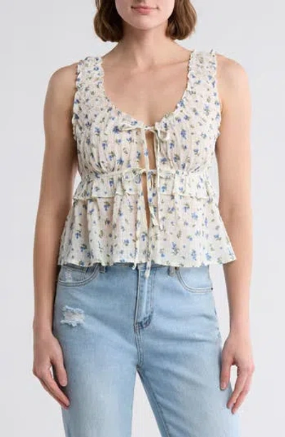 Blu Pepper Floral Tie Front Tank