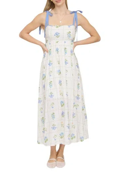 Blu Pepper Floral Tie Strap Sundress In Multi