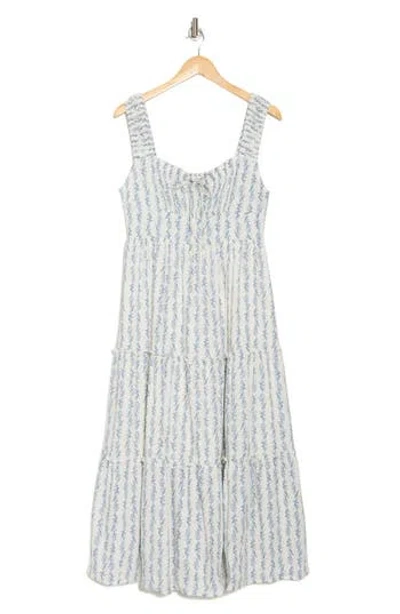 Blu Pepper Floral Tiered Maxi Dress In Blue Multi