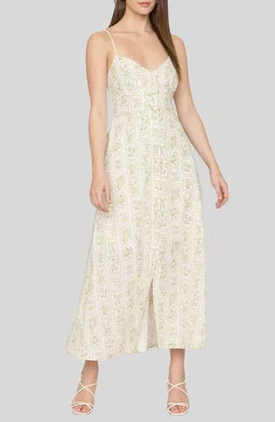 Blu Pepper Floral Tile Print Midi Dress In White