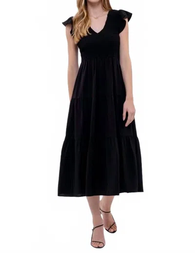 Blu Pepper Flutter Maxi Dress In Black