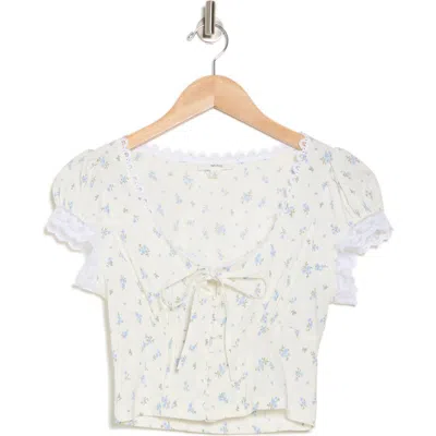 Blu Pepper Flutter Sleeve Crop Top In Blue Multi