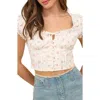 Blu Pepper Flutter Sleeve Crop Top In Pink Multi