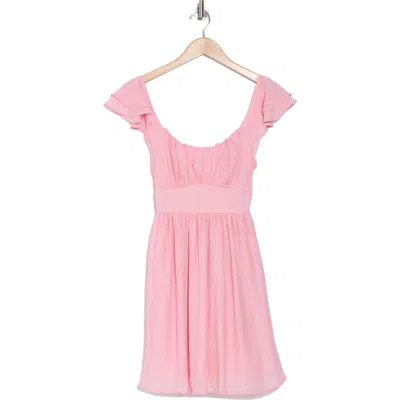 Blu Pepper Flutter Sleeve Fit & Flare Minidress In Pink